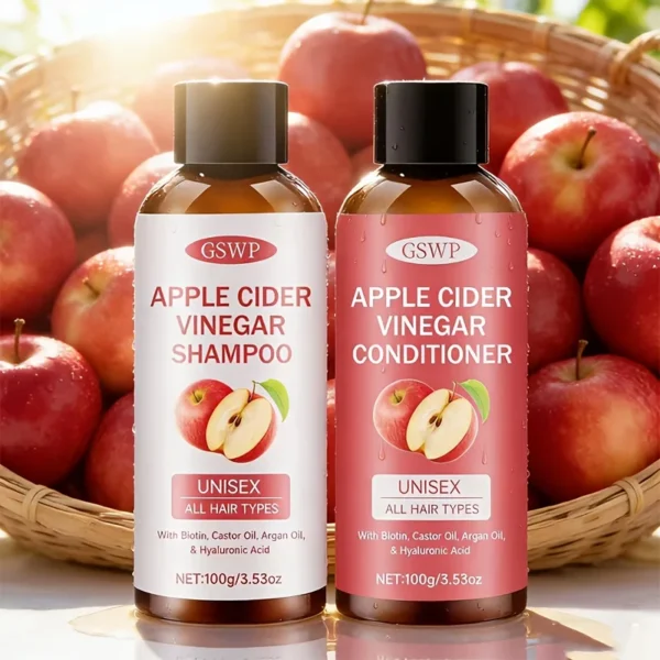 GSWP Apple Cider Vinegar Shampoo and Conditioner Set: Deeply moisturizes, gently cleanses, and strengthens hair. 100g+100g