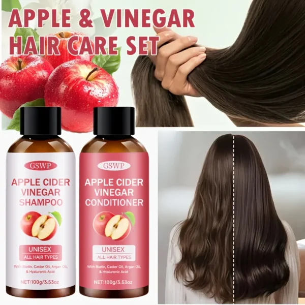 GSWP Apple Cider Vinegar Shampoo and Conditioner Set: Deeply moisturizes, gently cleanses, and strengthens hair. 100g+100g