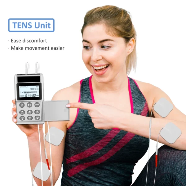 4 Channel TENS PMS Unit 15Mode Muscle Stimulator for Pain Relief Rechargeable TENS Machine Electronic Acupuncture Pulse Massager