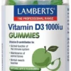 Lamberts Vitamin D3 1000iu Gummies - Suitable for Vegetarians - Immune & Bone Support - Sugar Free - 60 Gummies