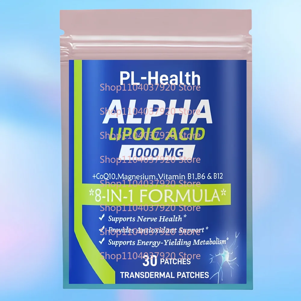 30 Patches Alpha Lipoic Acid Transdermal Patches for Nerve Health in Hands & Feet, Nervous System with Magnesium Glycinate
