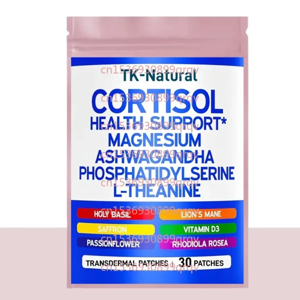 30 Patches Cortisol Transdermal Patches for Women & Men with Magnesium, L Theanine Cortisol Balance & Calm Mood Support