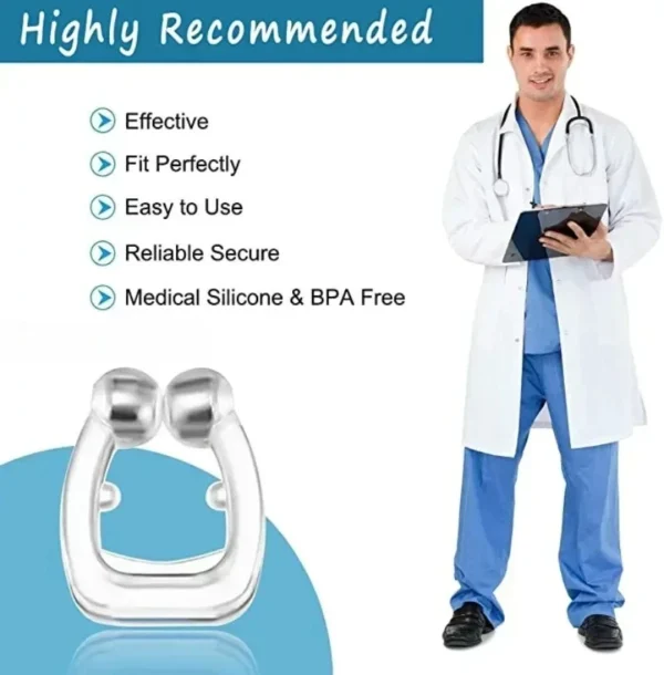 Anti-Snoring Nose Clip for Men & Women, Silicone Snore Stopper, Comfortable Sleep Breathing Aid Device