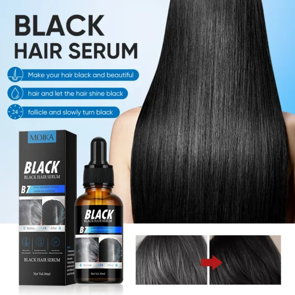 Anti Gray Hair Essential Oil Blackening Serum White Hair Treatment White To Black Hair Repair Care Nourish Scalp Care Products