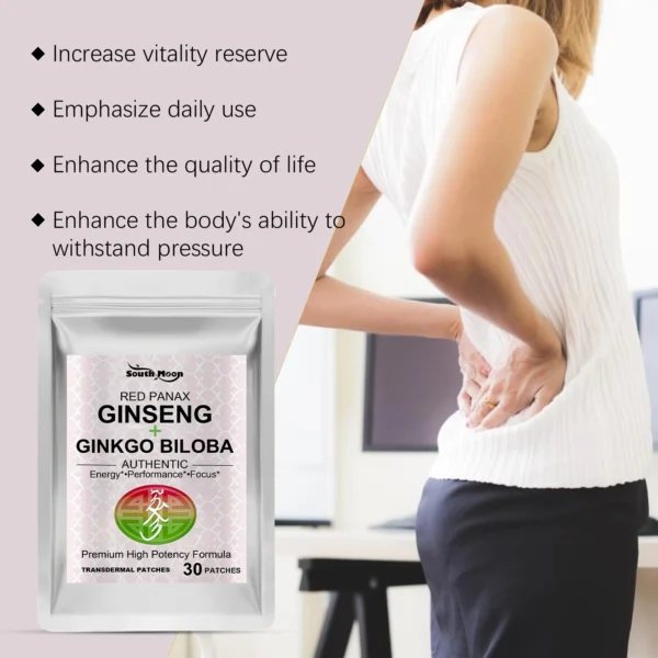 Red Panax Ginseng Transdermal Patches Energy Enhance Stress Relief Supports Physical Mental Health